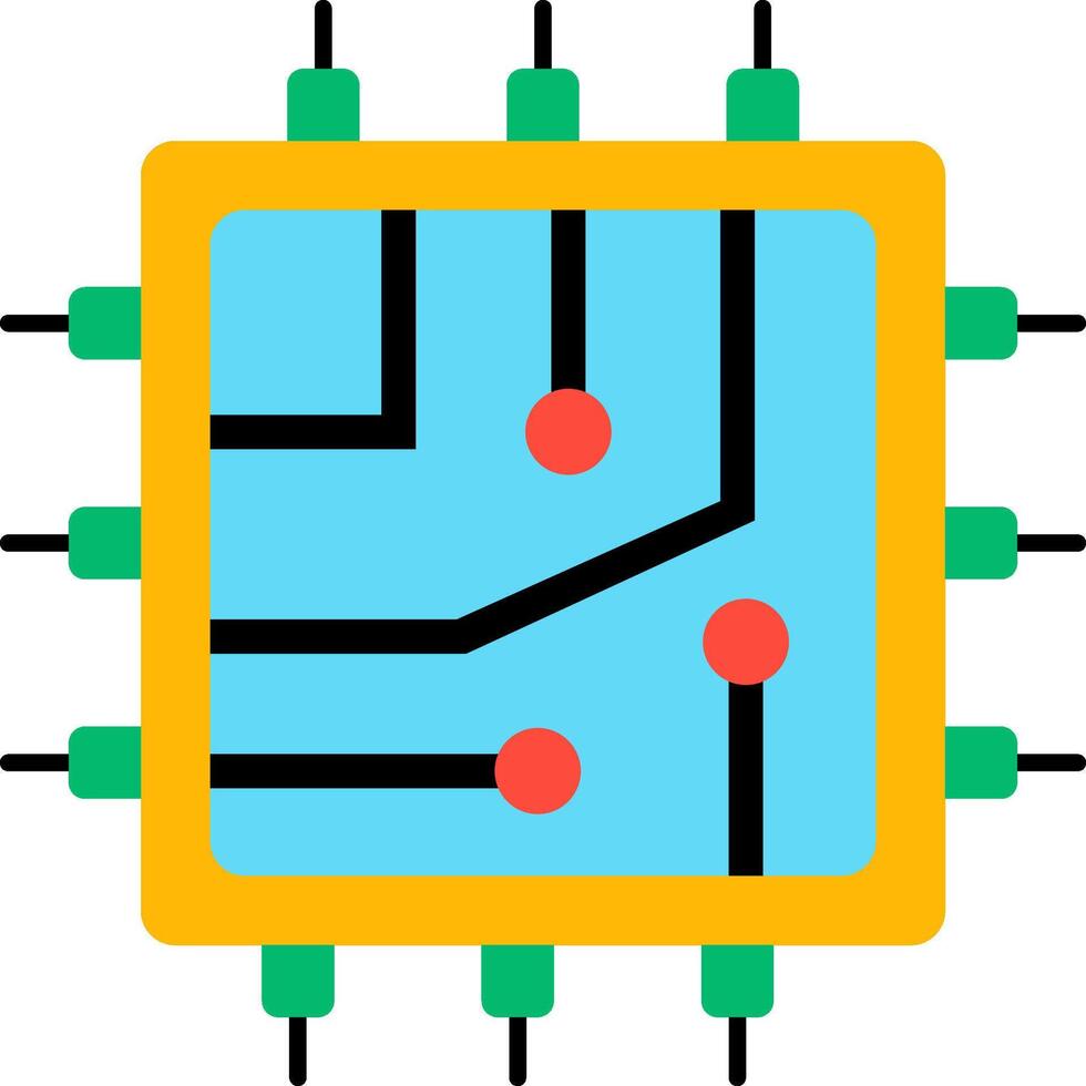 A circuit board with red and green dots vector