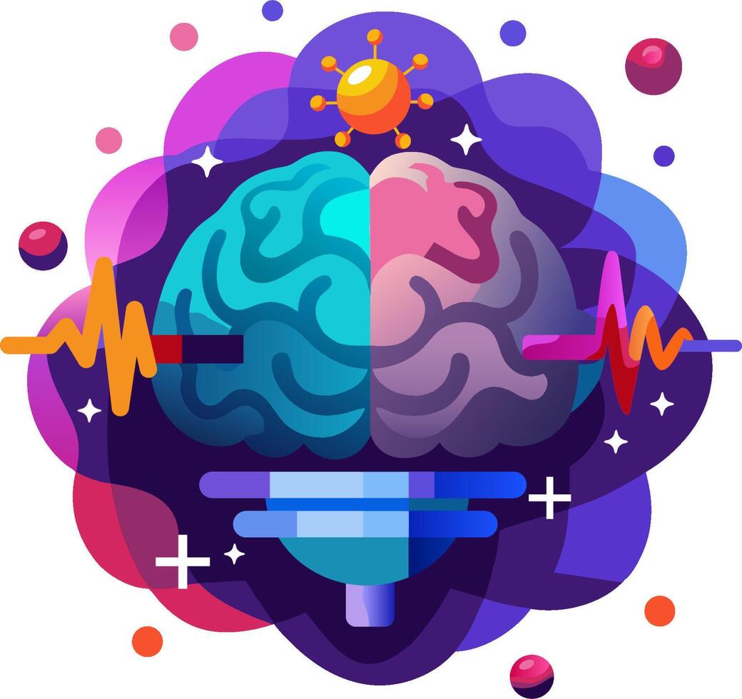 The brain and the heart are connected in this illustration vector