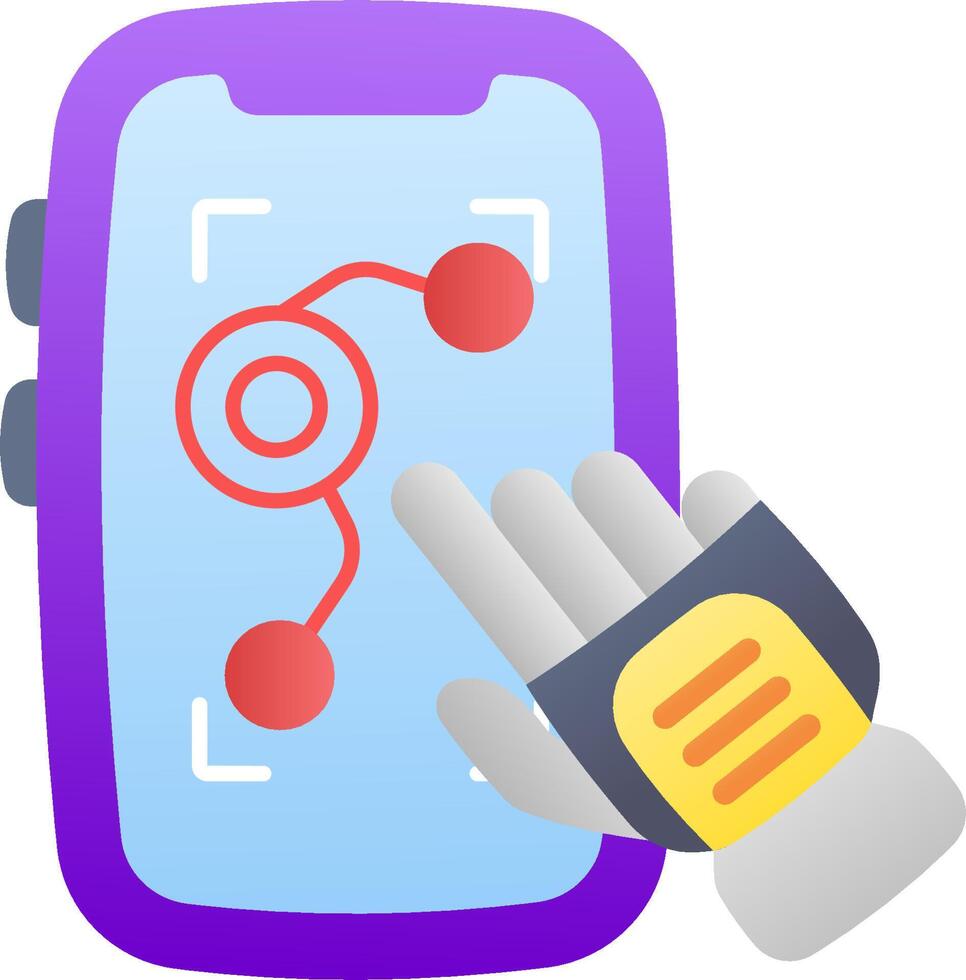 A hand holding a phone with a red circle on it vector