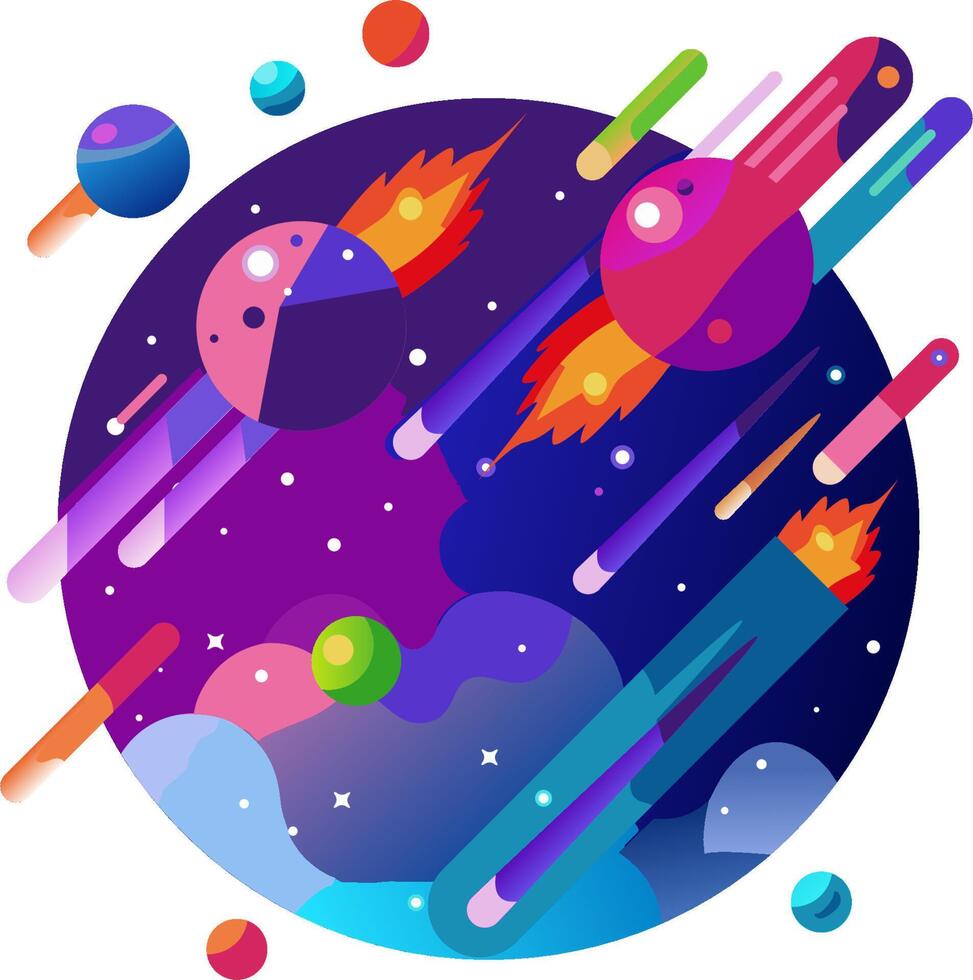 Space background with colorful planets and stars vector