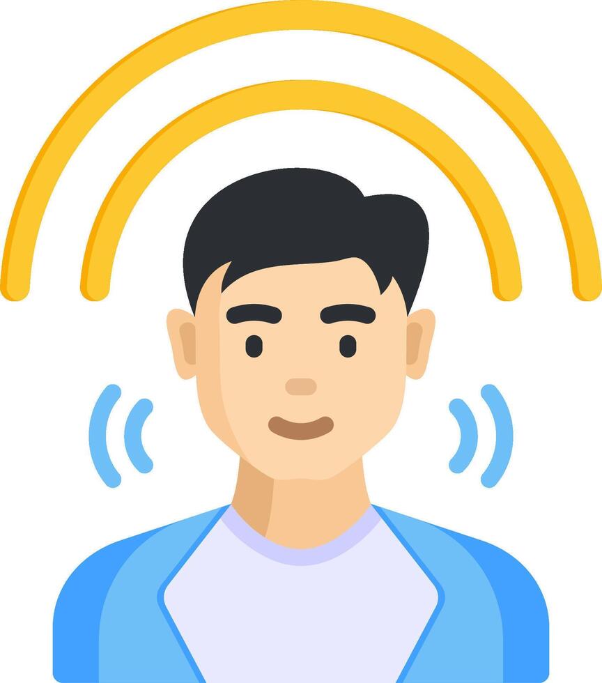 A man with a sound wave icon on his face vector