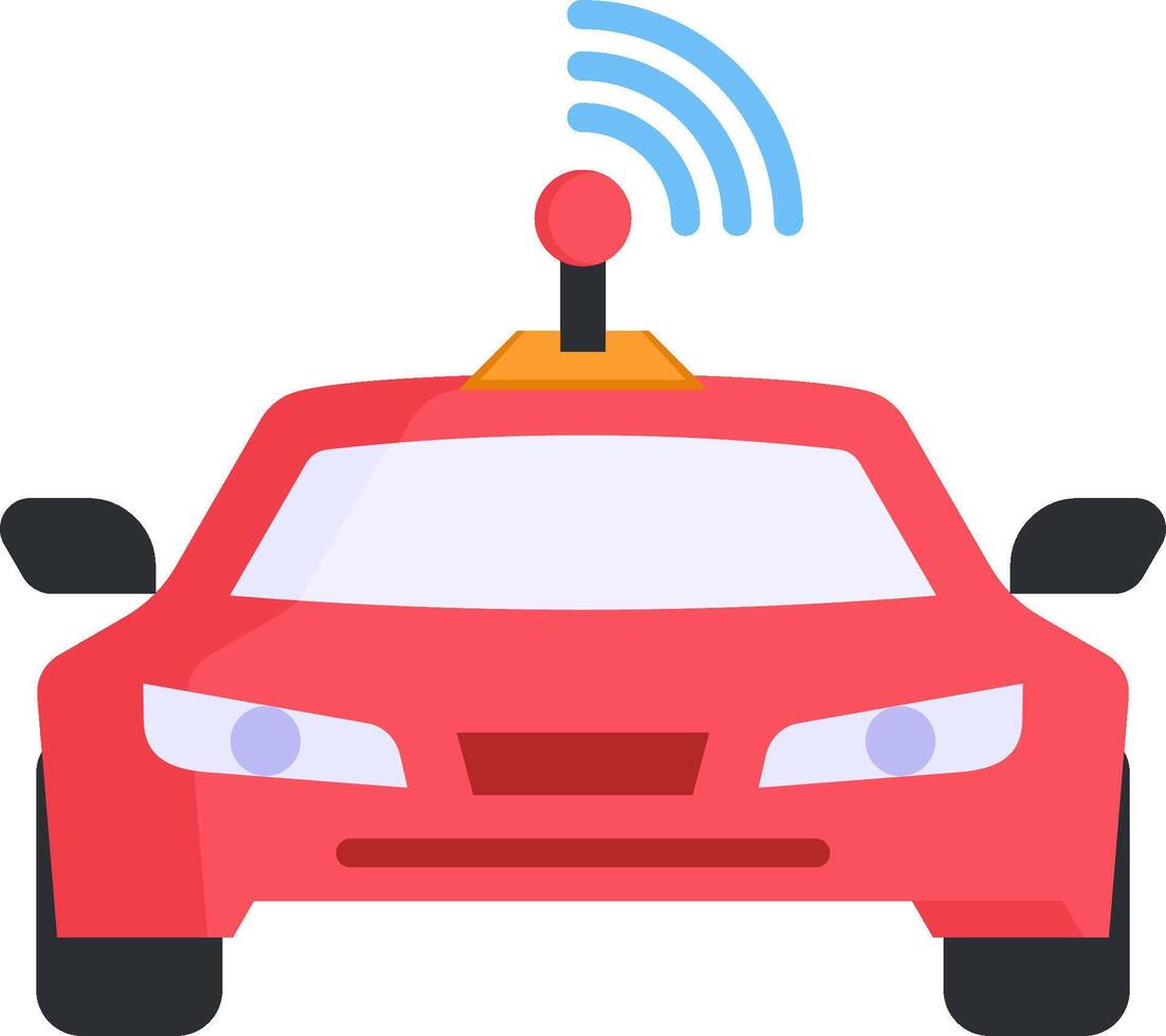 A red car with a wifi antenna on top vector