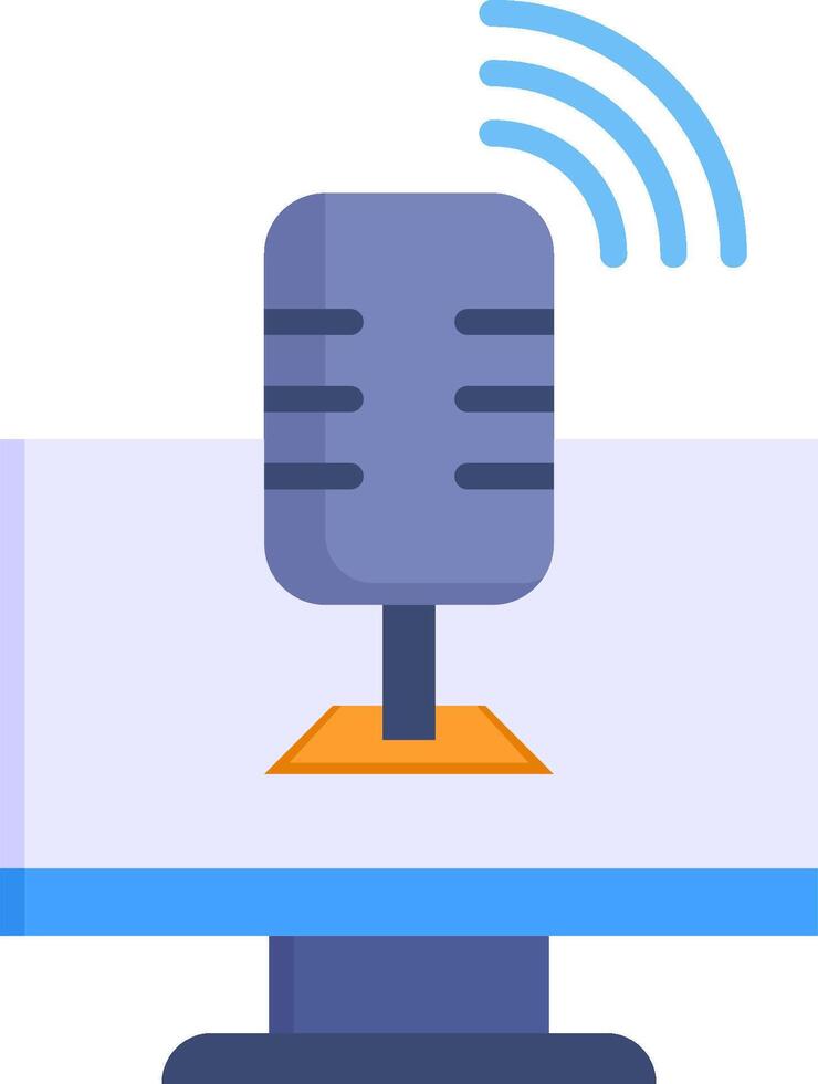 A microphone on a table with a blue background vector
