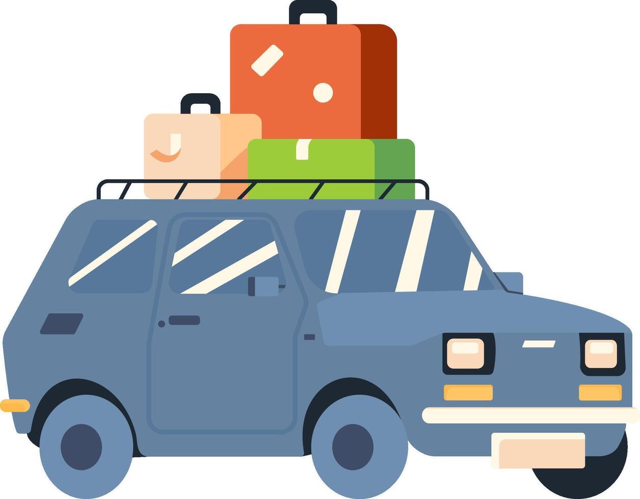 A car with luggage on top of it vector