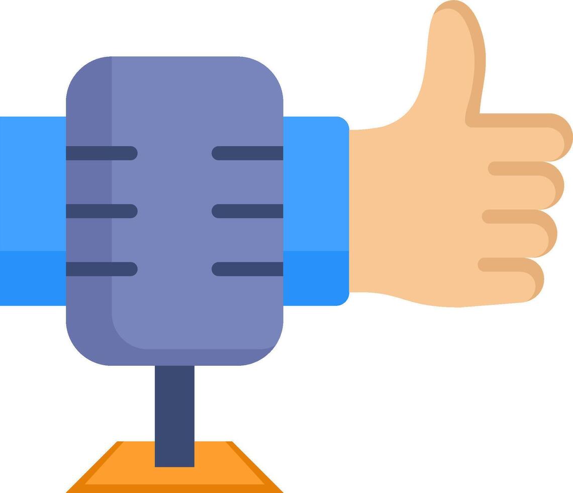 A hand giving a thumbs up to a microphone vector