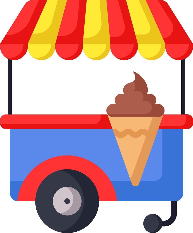 Ice cream cart with a cone on top vector