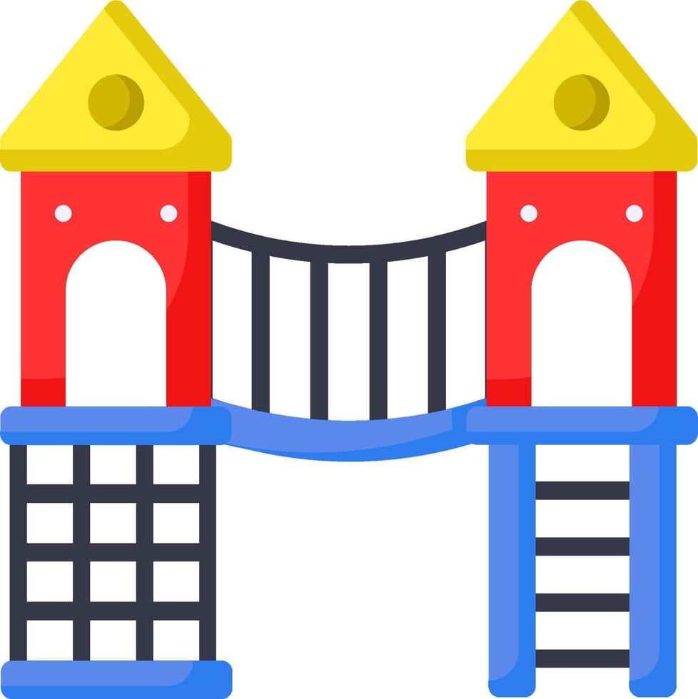 A playground set with two buildings and a ladder vector