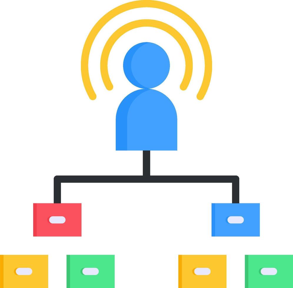 A person is connected to a network of files vector