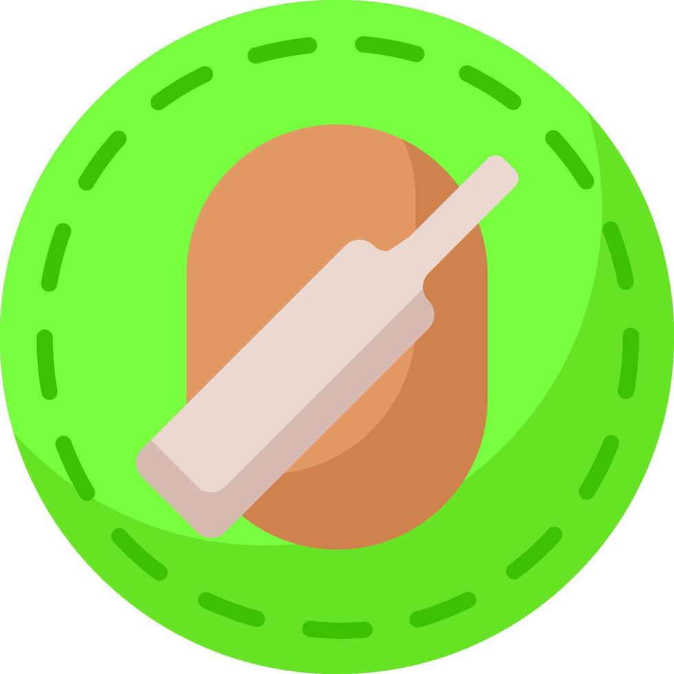 A cricket bat and ball icon on a green background vector