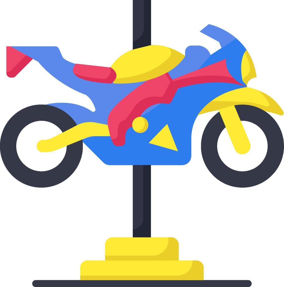Motorcycle on a stand with a yellow pole vector