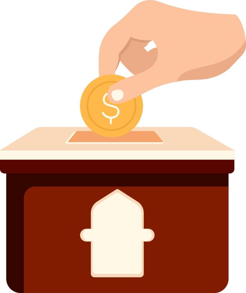 Hand putting coin in box vector