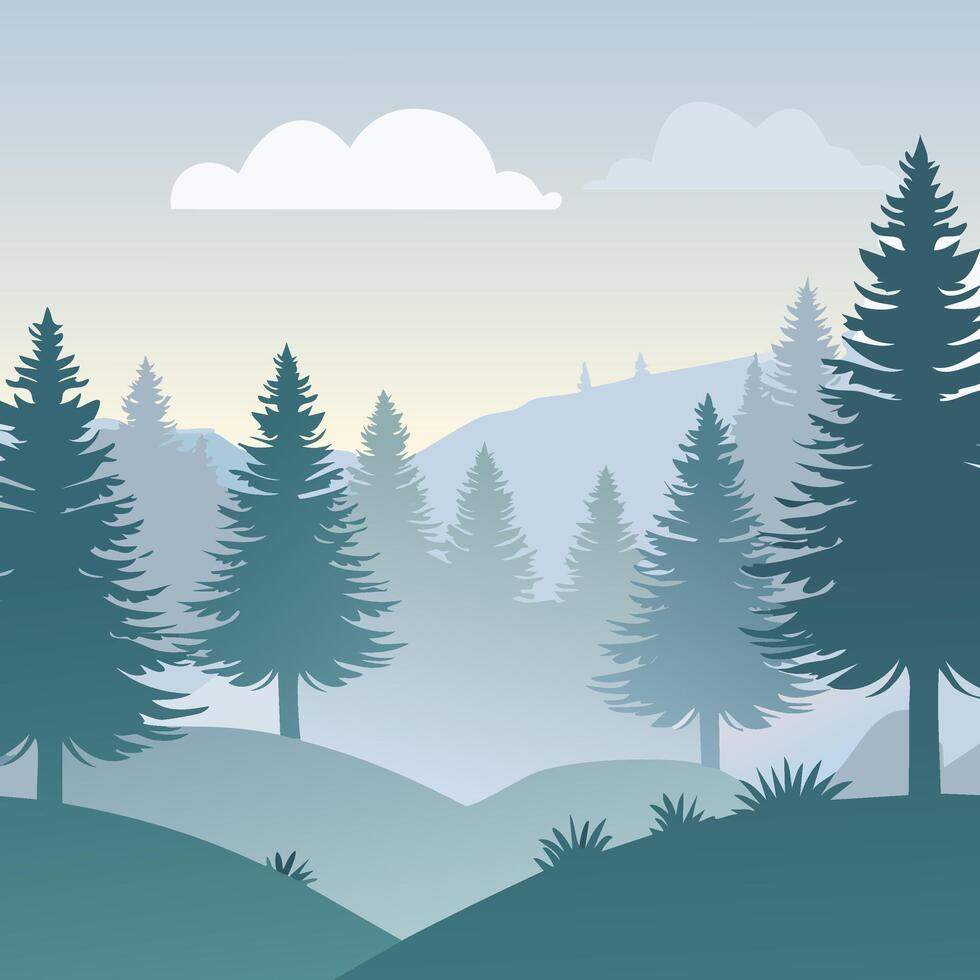 winter landscape with trees vector