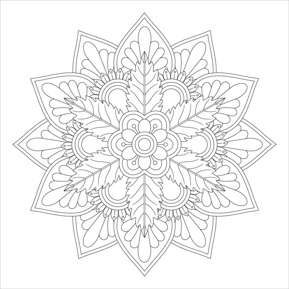Tranquil Mandala Art with Oriental Line Patterns for Stress-Free Coloring vector