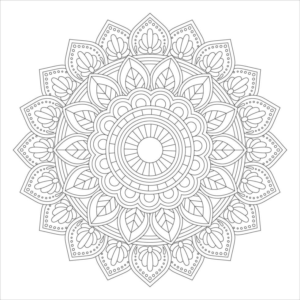 Outline Mandala for Coloring Book Page. Oriental Mandala . Mandala Coloring book line art illustration. abstract mandala pattern. geometric mandala vector