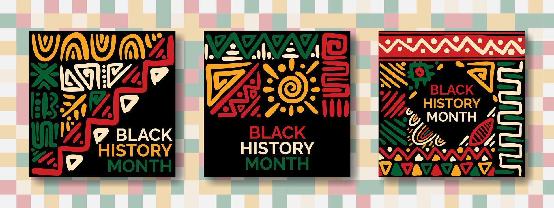 Set of Social media post template for Black History month. vector