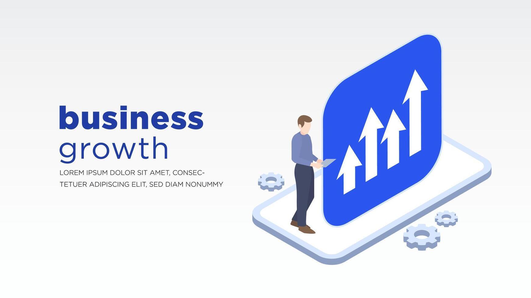 Isometric Business growth target with smartphone vector