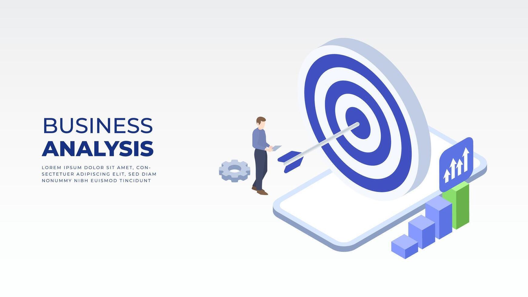 Isometric business analysis targer with Business men vector