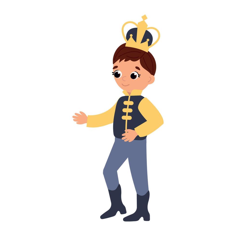 Hand drawn prince on white isolated background vector
