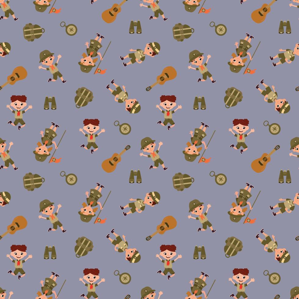 Seamless pattern with scouts. Design for fabric, textile, wallpaper, packaging vector