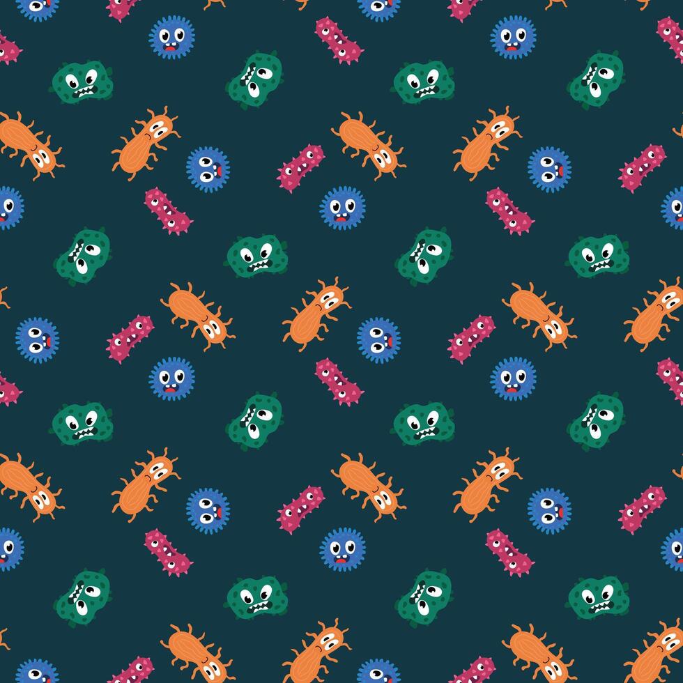 Seamless pattern with bacteria. Design for fabric, textile, wallpaper, packaging vector