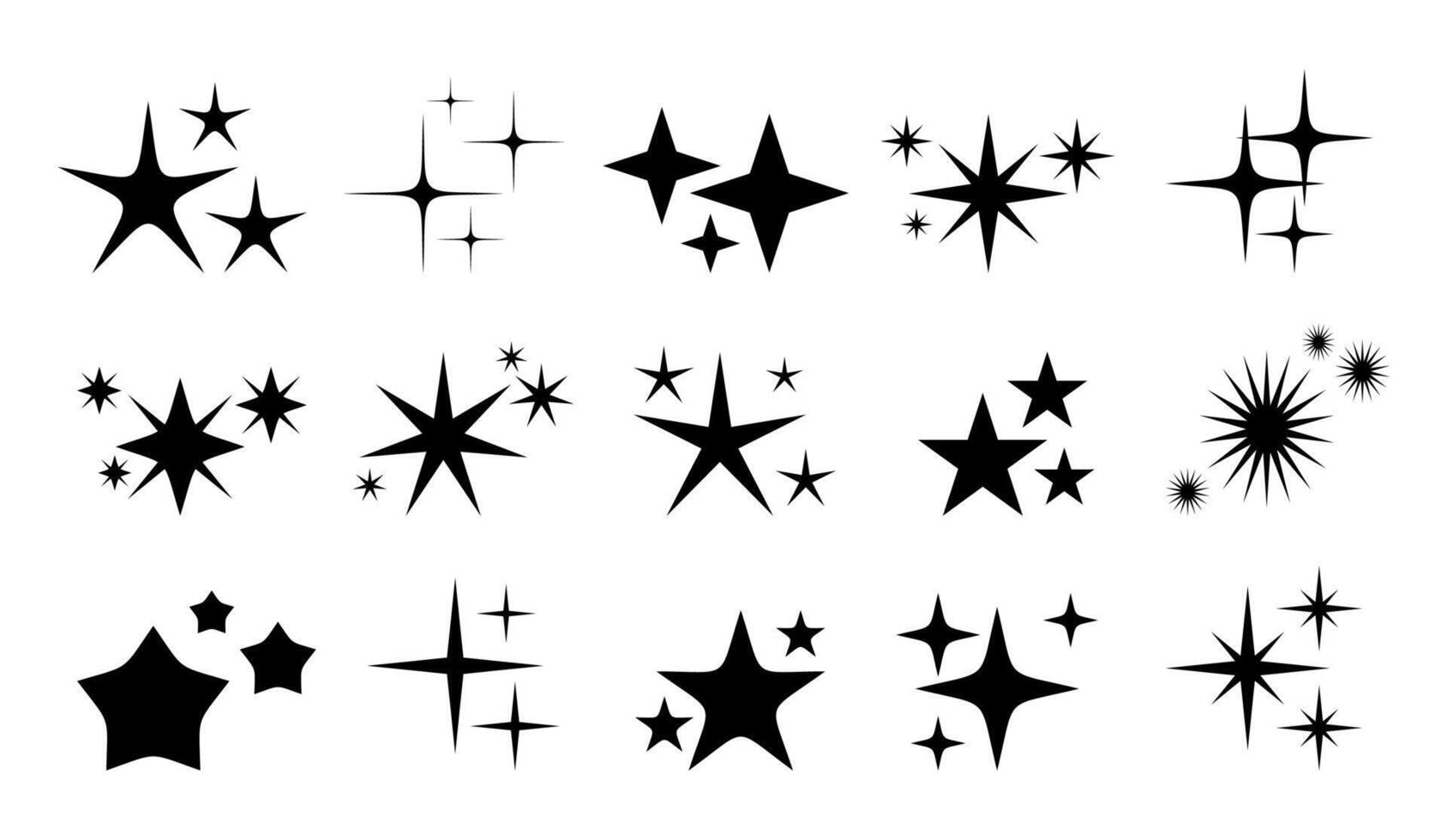 Collection of sparkling stars set . Twinkle stars . Shine blink stars illustration. vector
