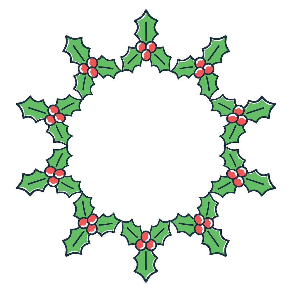 Festive Christmas leaves wreath illustration. vector