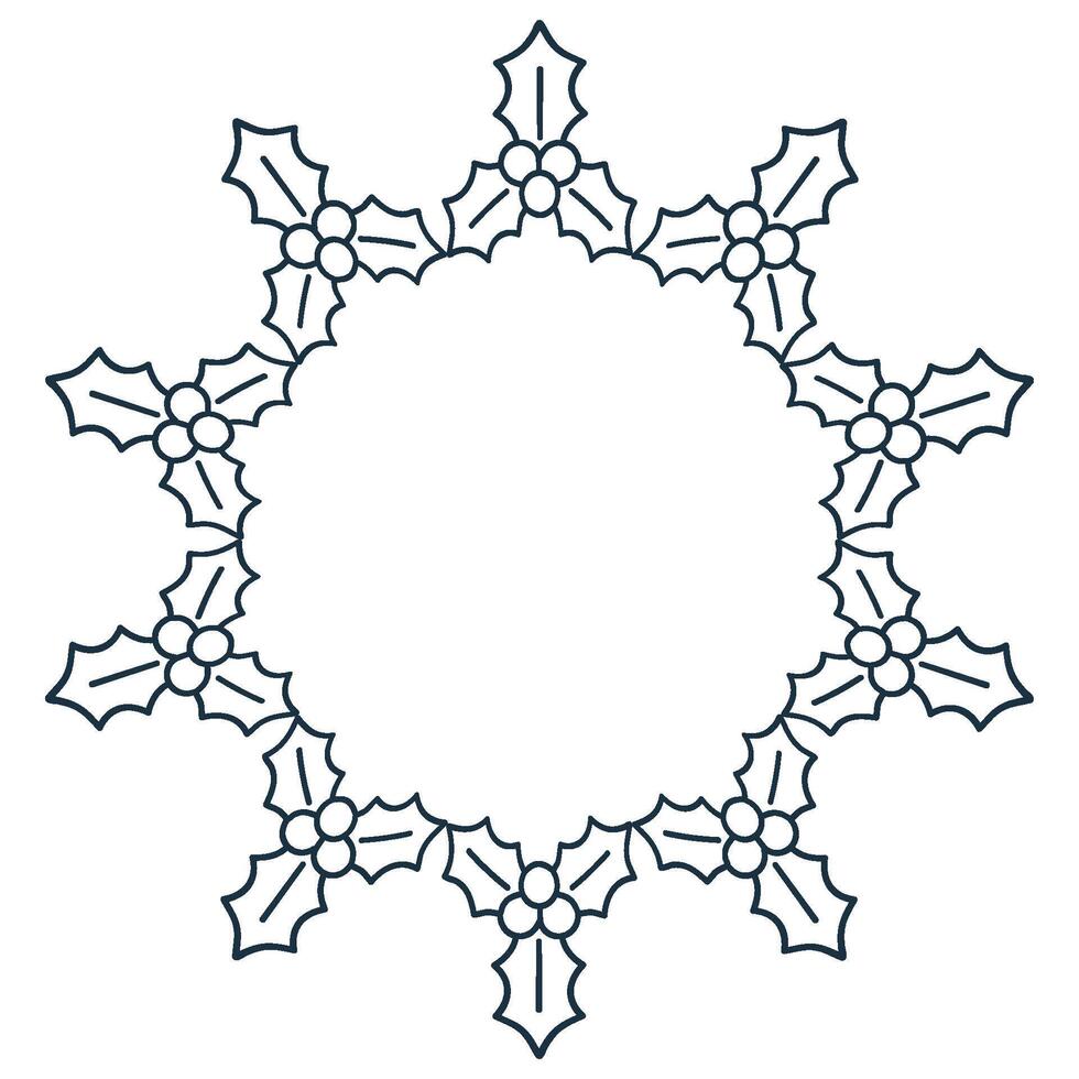 Festive Christmas wreath illustration with leaves vector