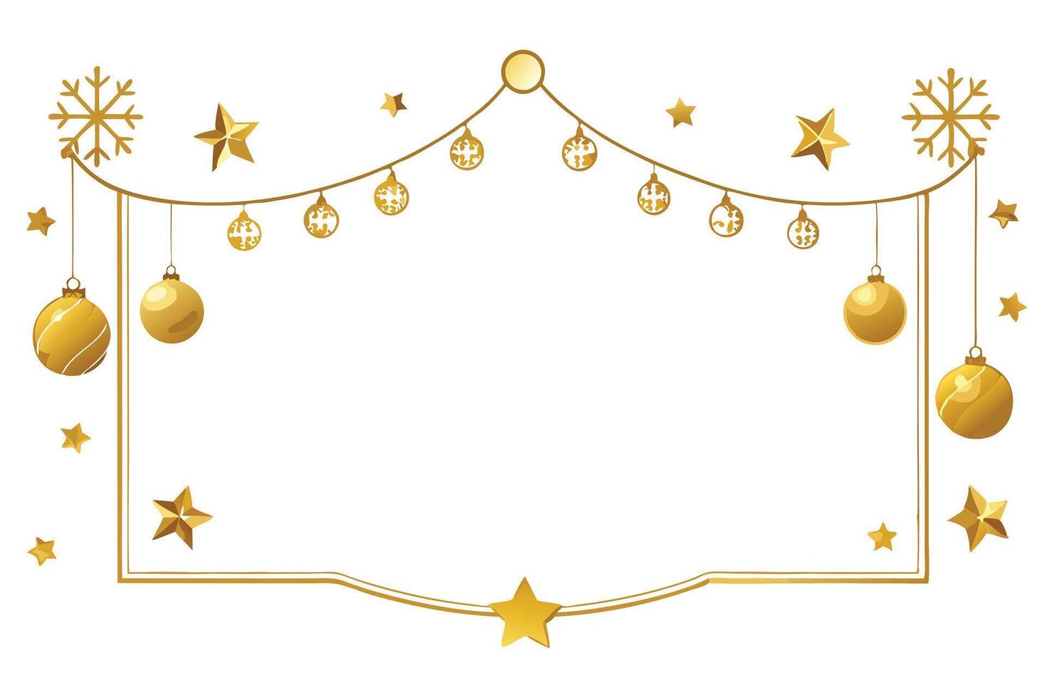 Golden christmas frame with stars and ornaments vector