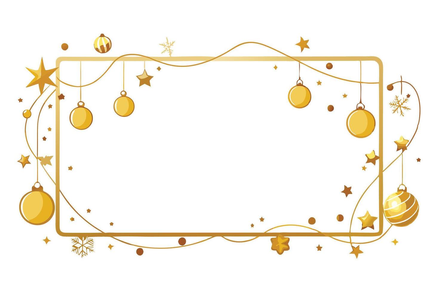 Christmas frame with gold balls and stars vector