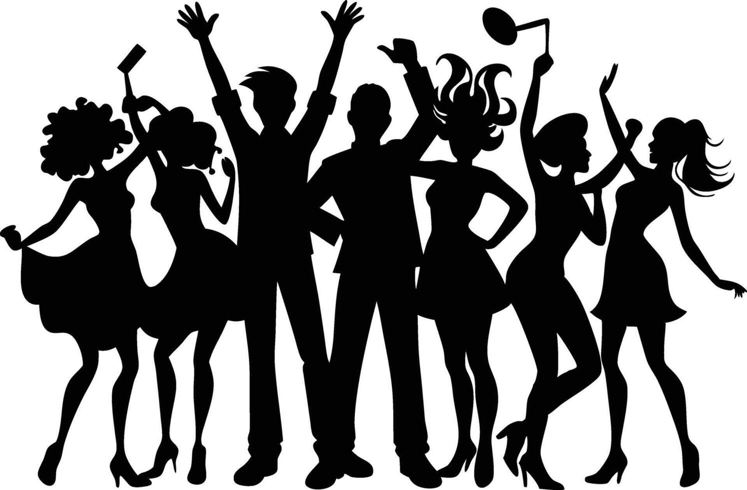 Silhouette of a group of people dancing vector