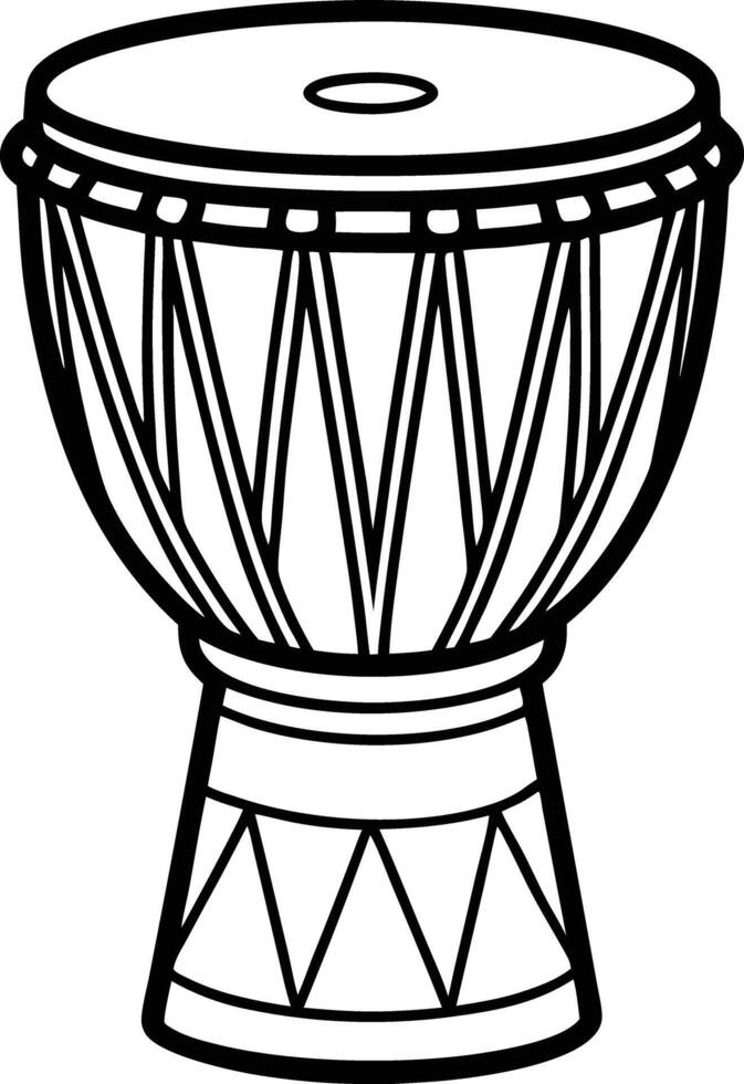 Djembe drum coloring page vector