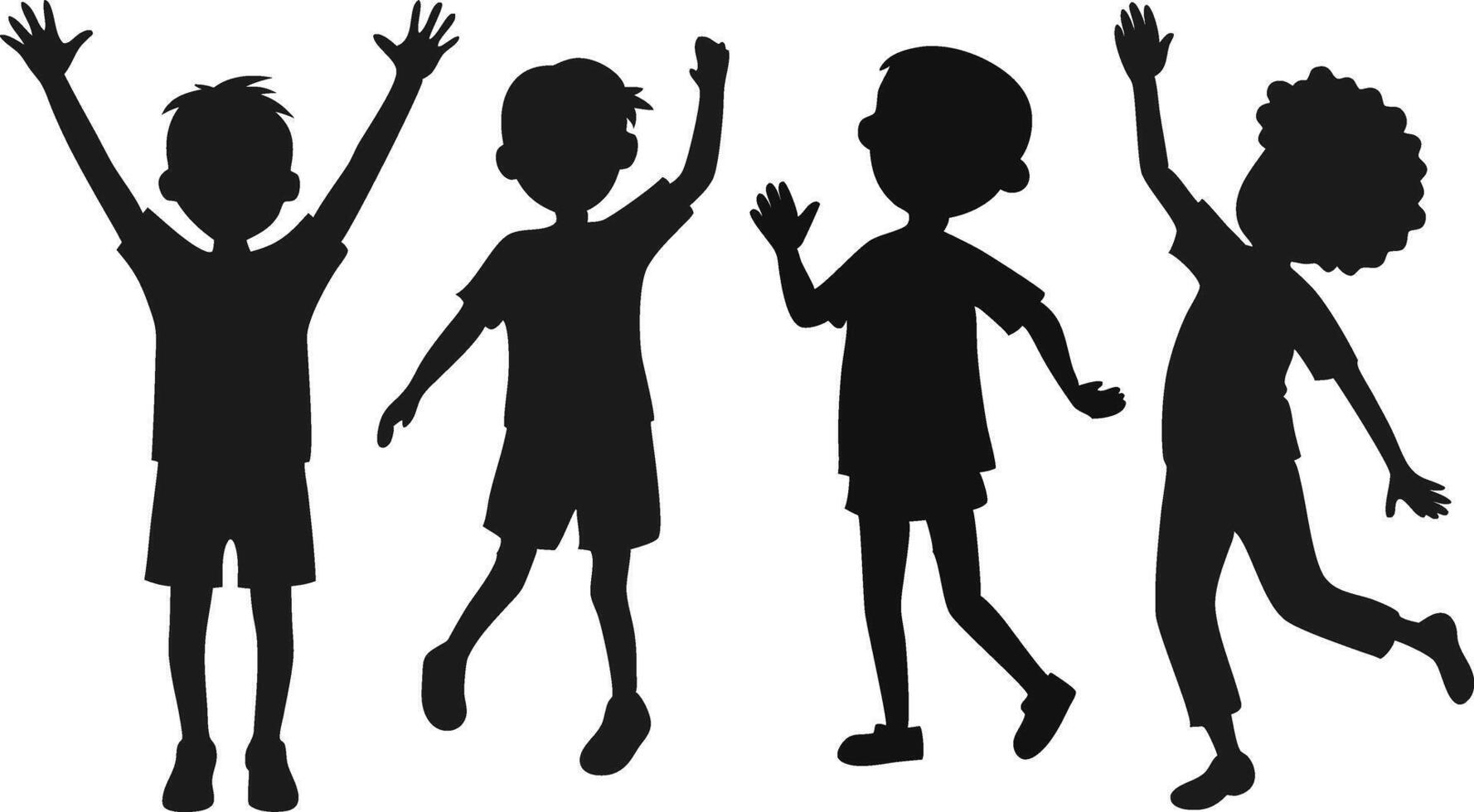 Silhouettes of children jumping in the air vector