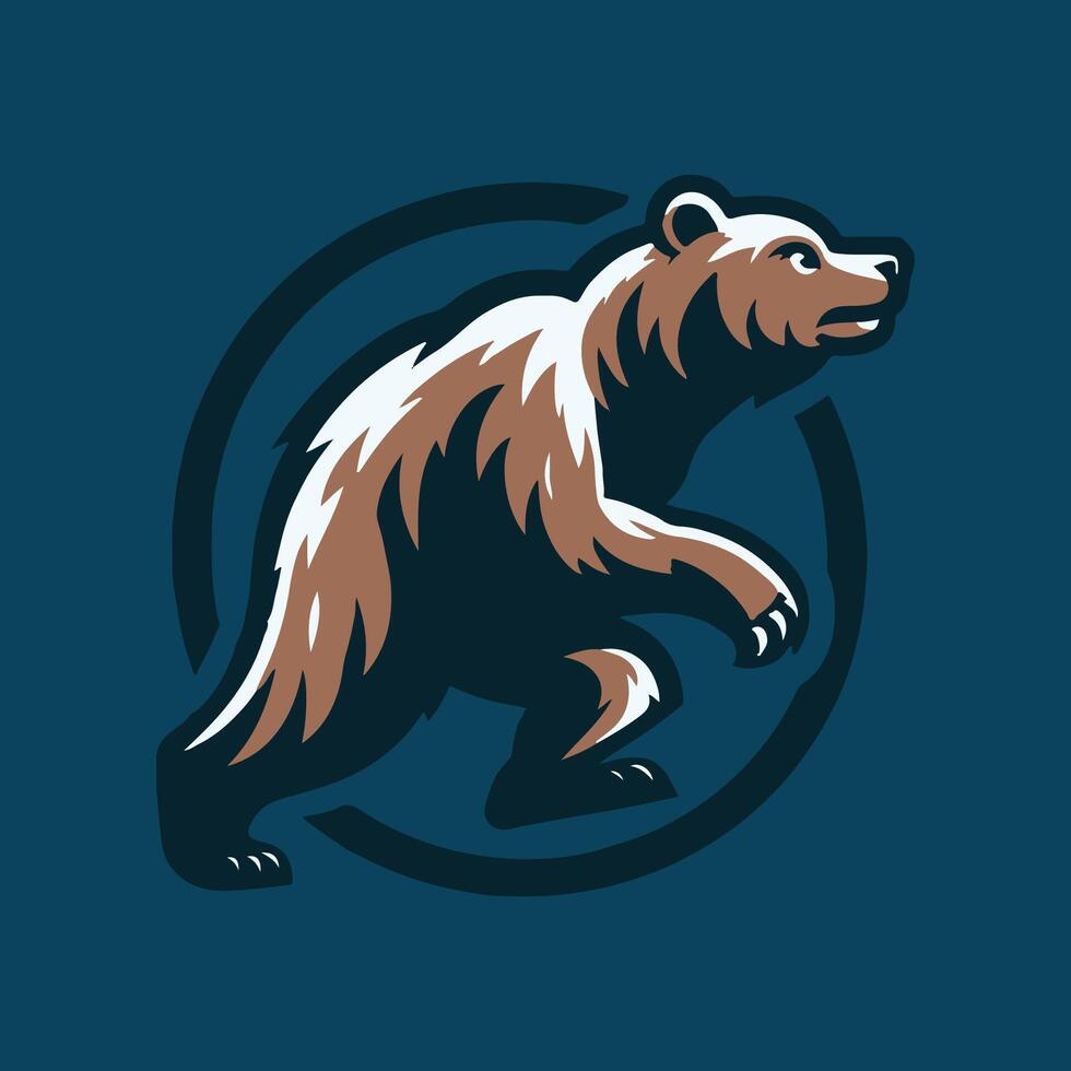 a bear logo with a circle on it vector
