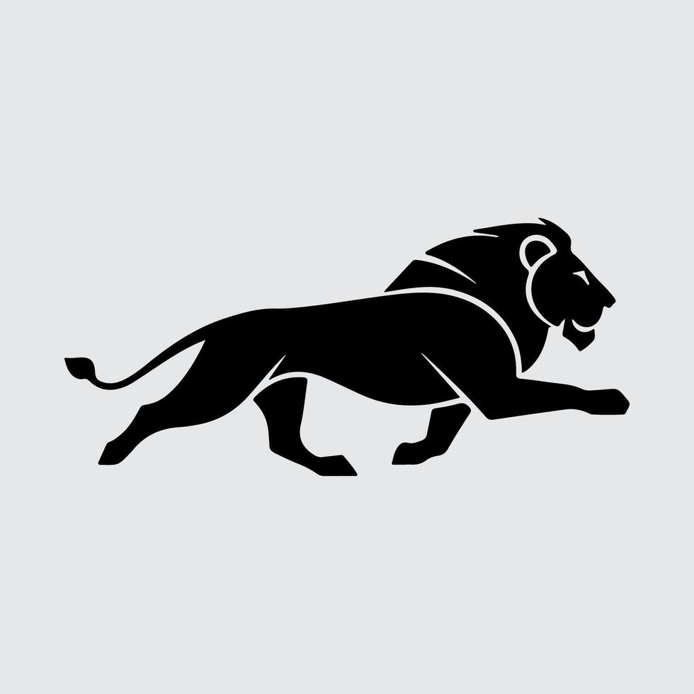 lion running logo design illustration vector