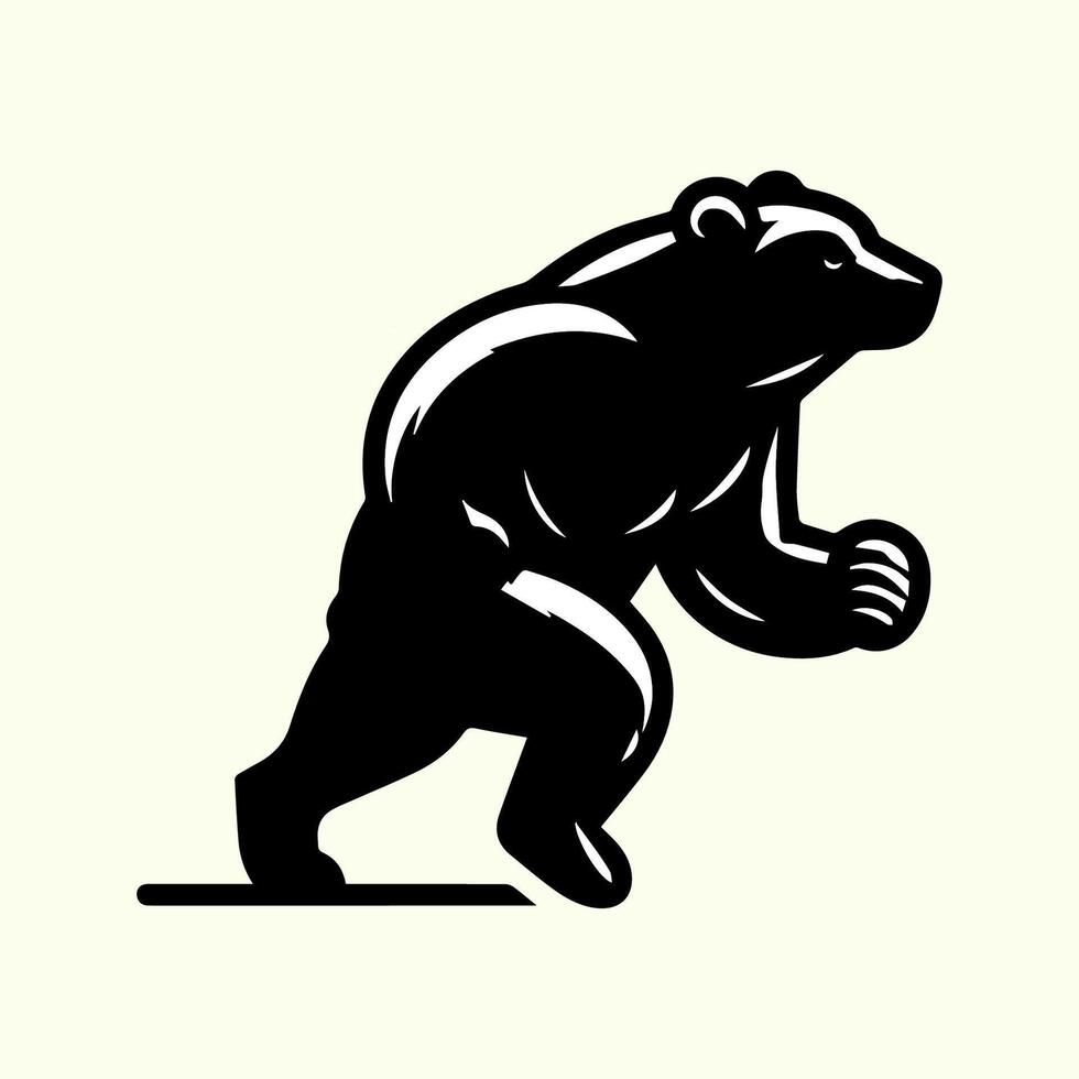 a black bear running on a white background vector