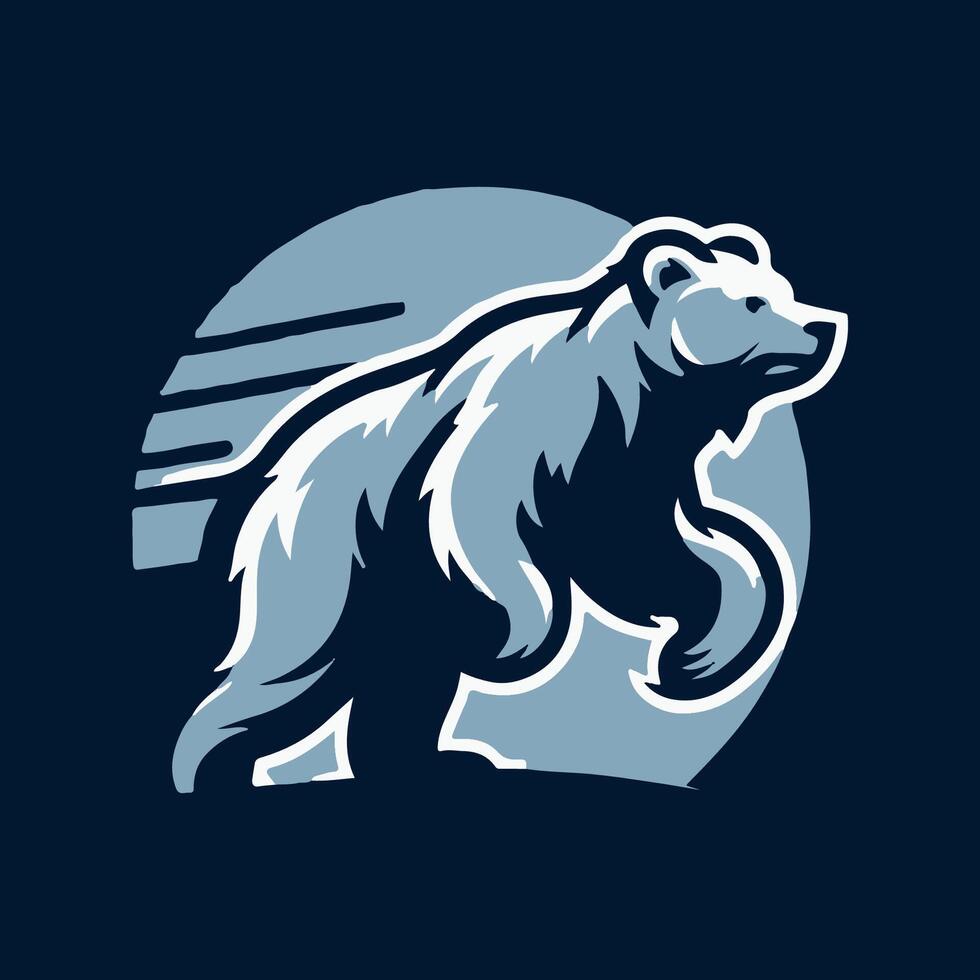 a bear logo with a blue background vector