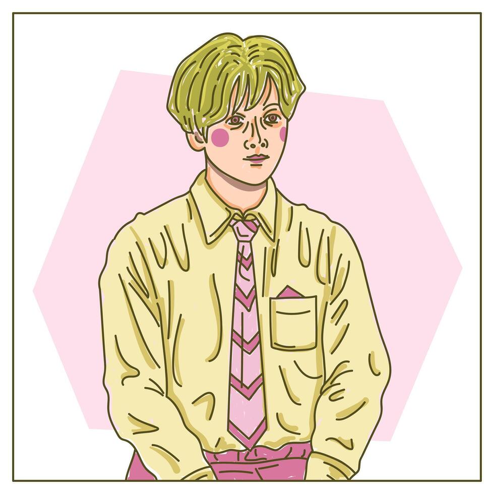 Blond Haired Man Wearing Shirt and Tie vector