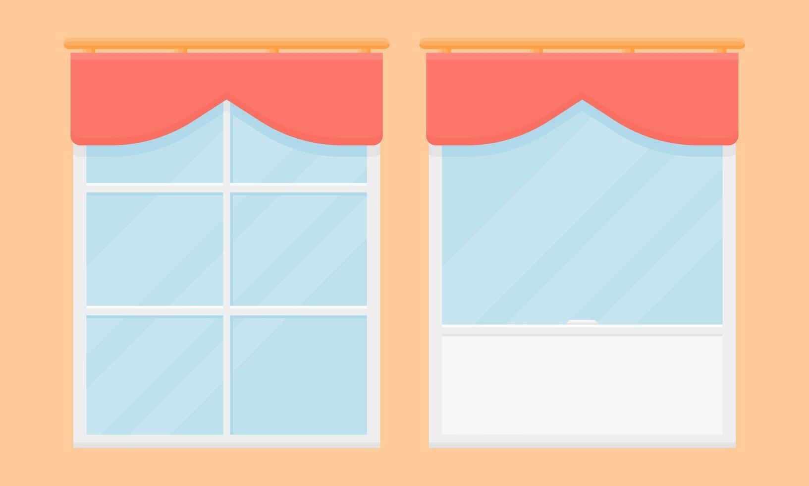 Clean Glass Window. Double Window Element. Exterior Window Illustration. vector