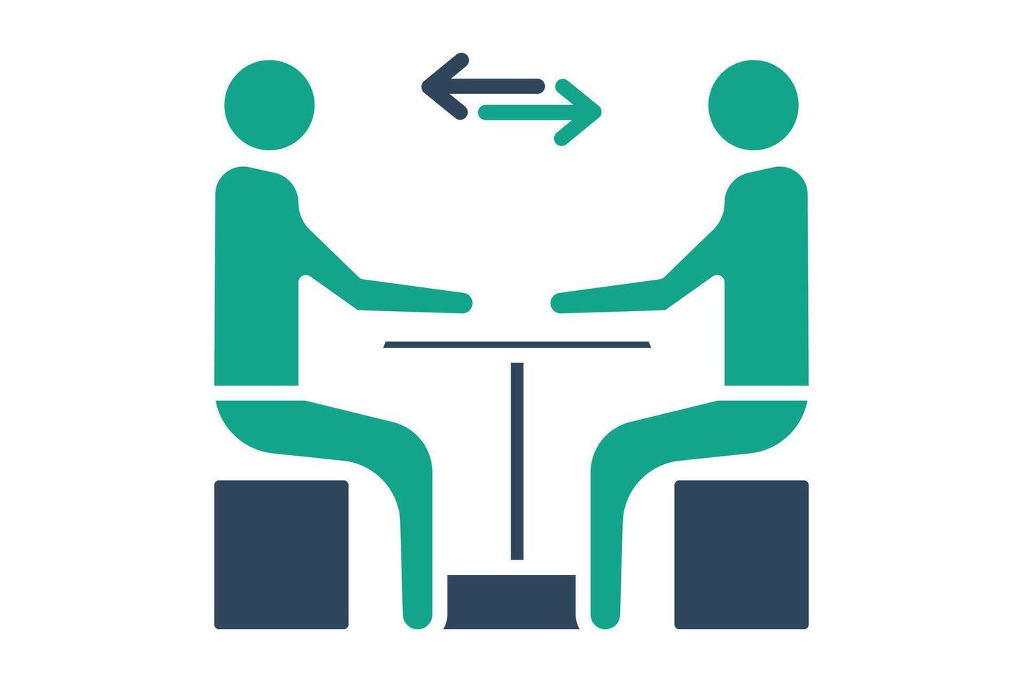 Negotiation icon. solid icon style. people around table. icon related to procurement. procurement management elements illustration vector