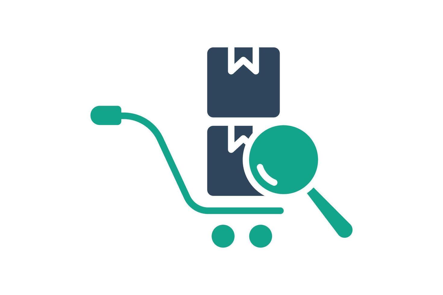 Sourcing icon. solid icon style. cart with products and search. icon related to procurement. procurement management elements illustration vector