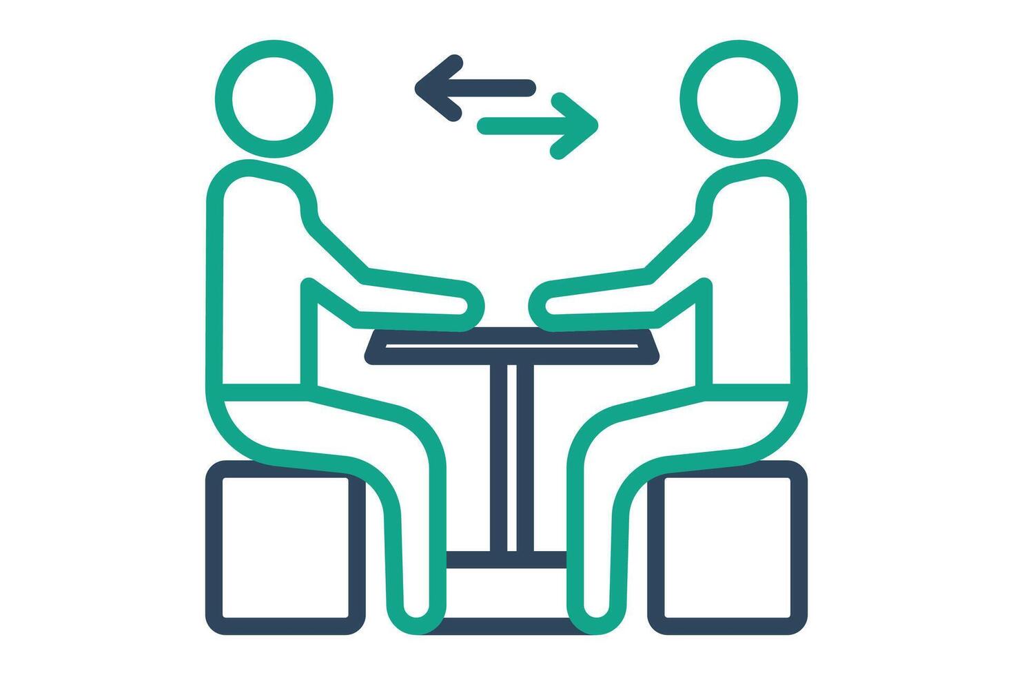 Negotiation icon. line icon style. people around table. icon related to procurement. procurement management elements illustration vector