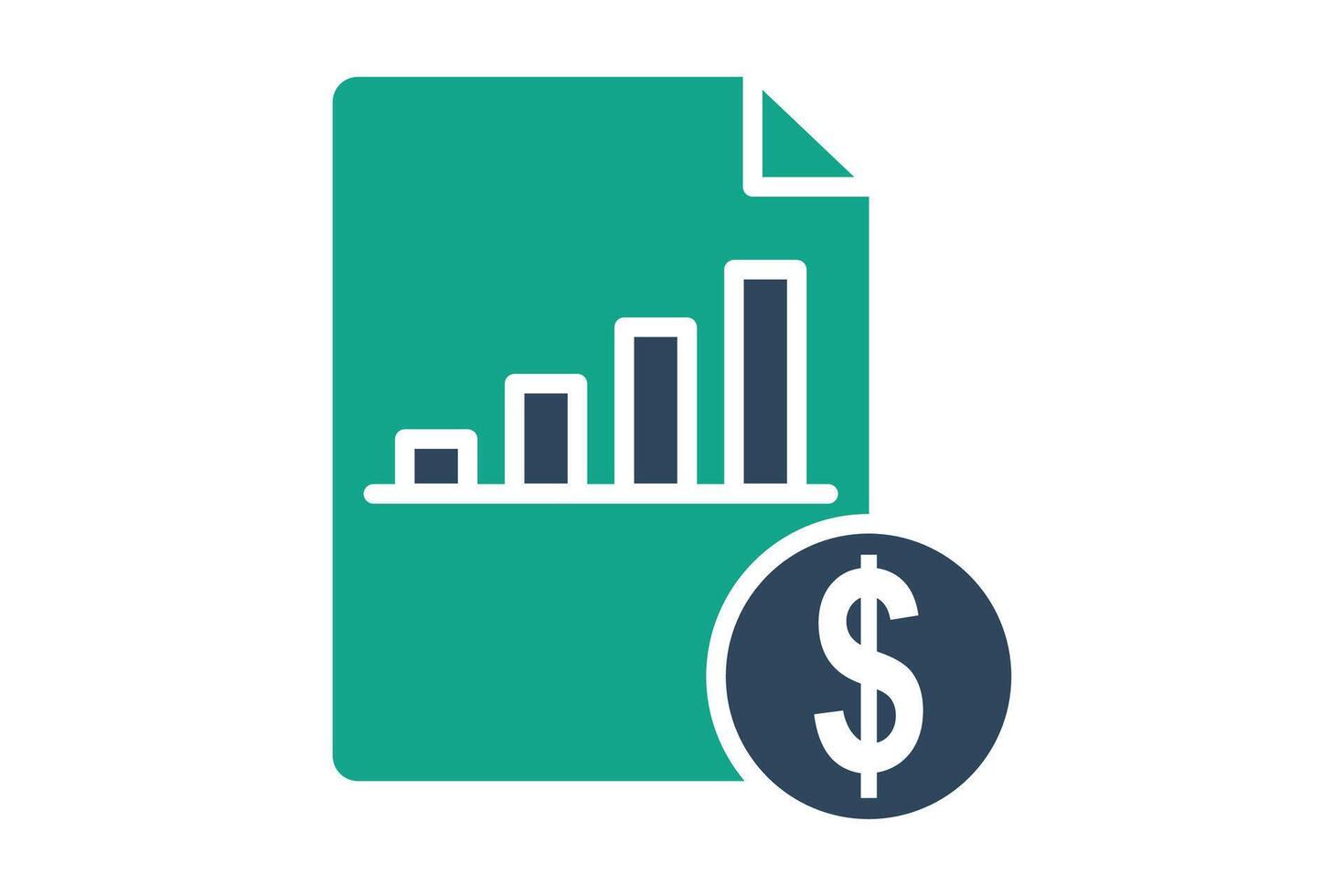 Cost icon. solid icon style. document with dollar and chart. icon related to procurement. procurement management elements illustration vector