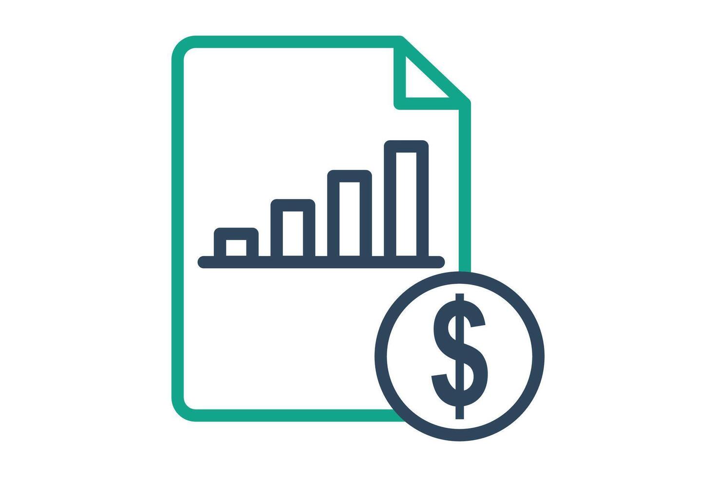 Cost icon. line icon style. document with dollar and chart. icon related to procurement. procurement management elements illustration vector