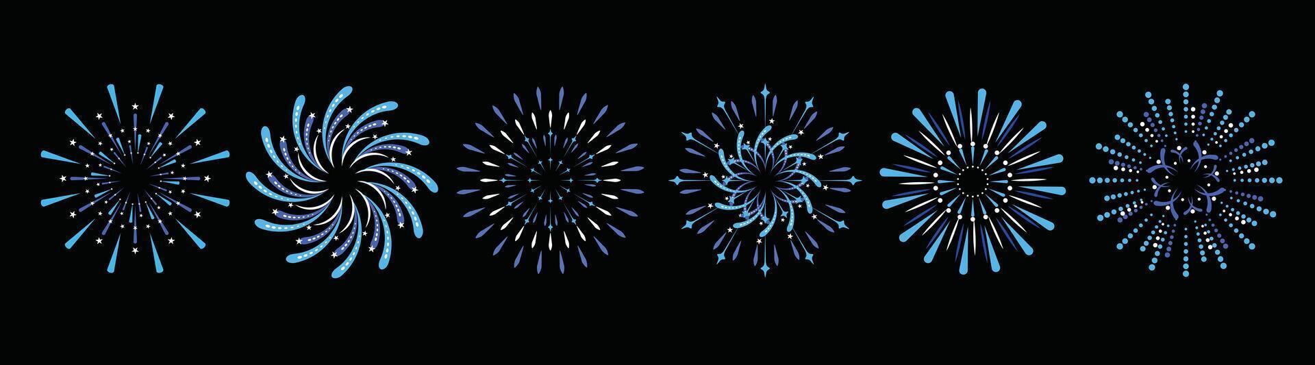 illustration of colorful fireworks Isolated on a black background. vector