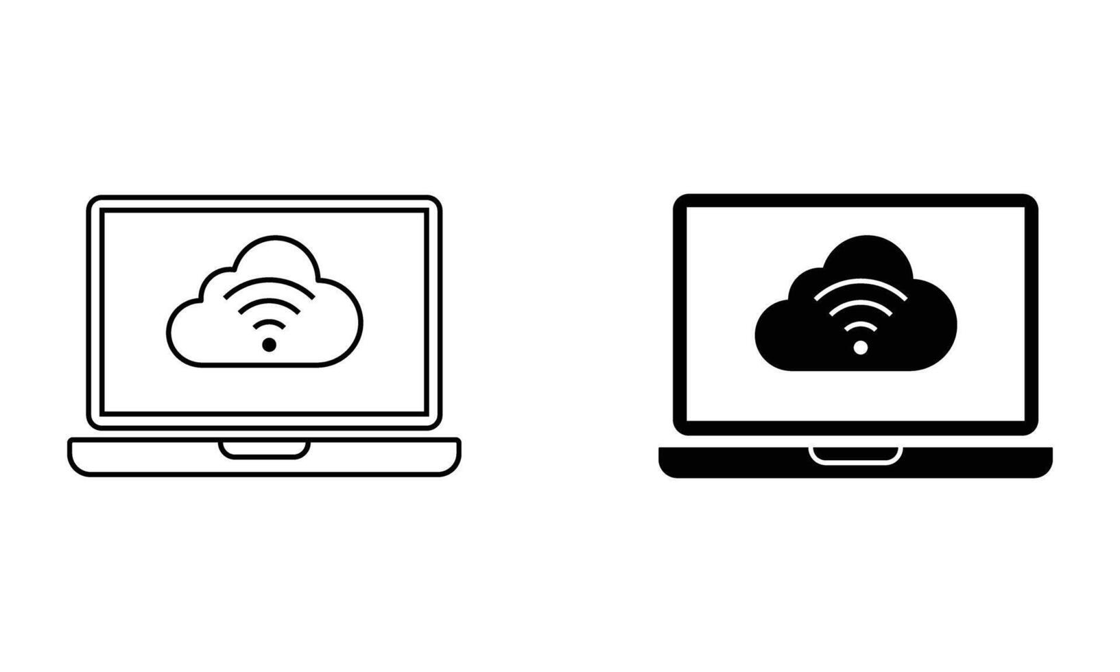 Laptop with wireless cloud vector