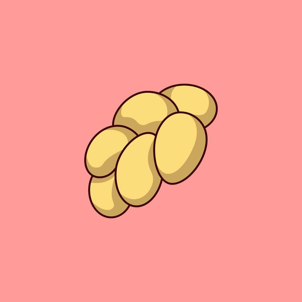 Brioche Bread Cartoon Illustration. Pastry Food Concept. Flat Cartoon Outline Style. vector