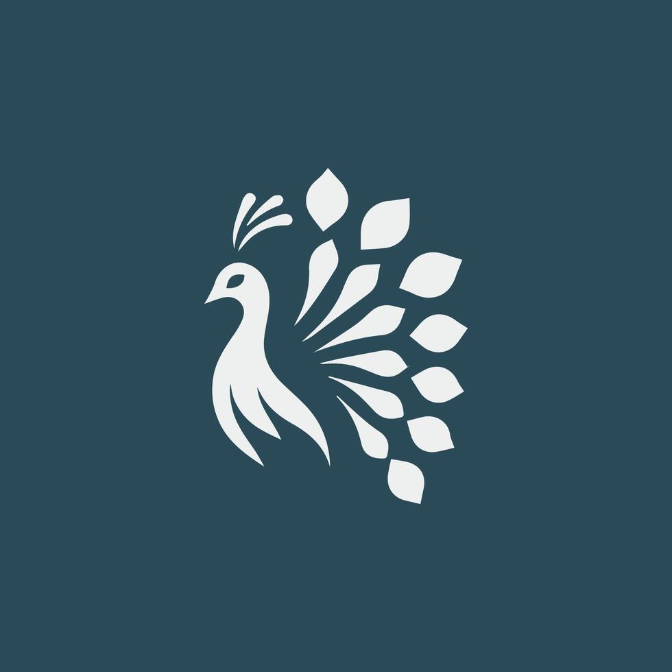 Peacock logo with minimalist style for sale. vector