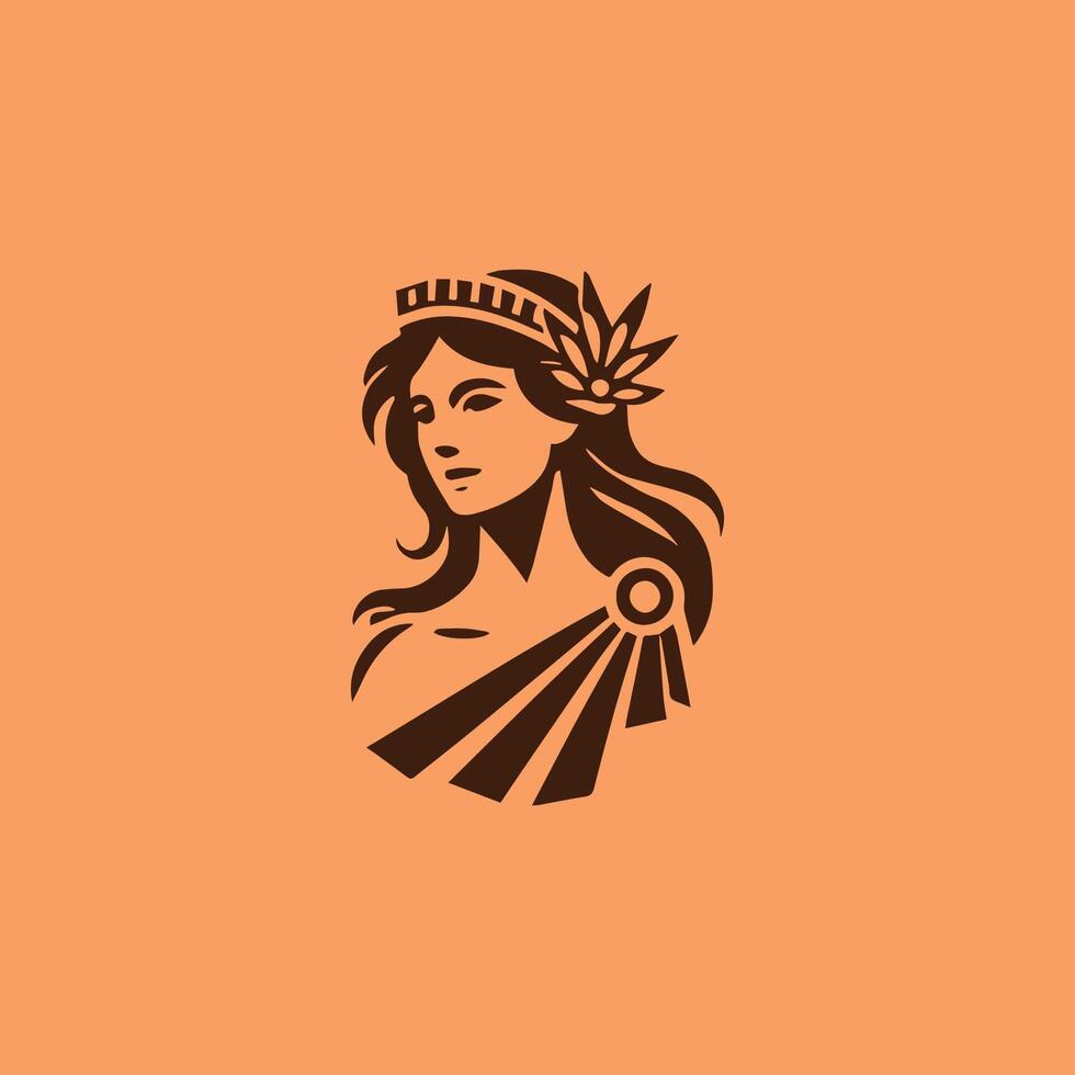 Beauty athena goddess logo vector