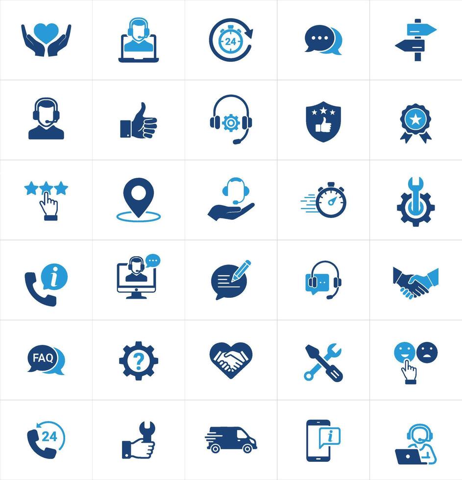 Customer Support Icons Service, Help, Feedback, Assistance. Icons Bundle, Set, Illustration vector