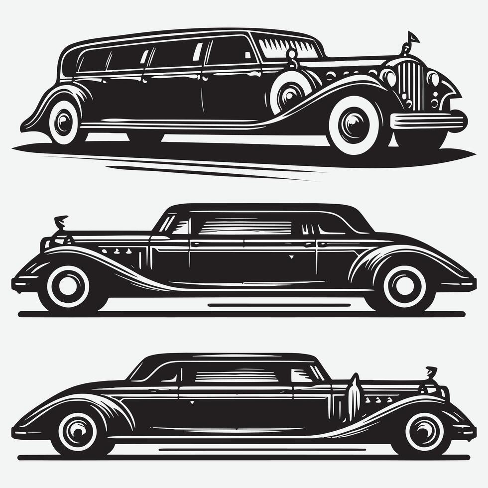 Nostalgic Classic Car Silhouette Art for Retro Themed Branding vector